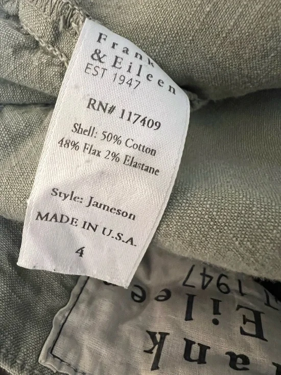 Frank & Eileen Jameson Jogger Pants Linen Blend Sage Green Size 4 - Picture 6 of 7